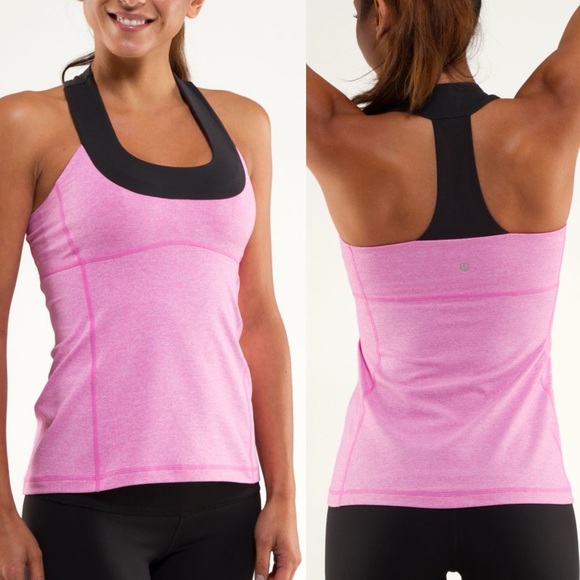 lululemon athletica Tops - Lululemon Scoop Neck Tank in Heathered Smoky Rose / Deep Coal Sz 6